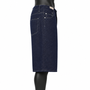 Shorts en jean pour hommes personnalisés, denim foncé, coupe ample, jambes larges, OEM ODM, vente en gros, streetwear haut de gamme - Product Image 5