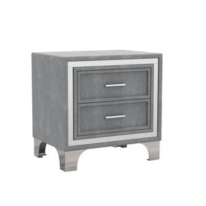 Juego de Dormitorio Gris Tamaño Queen de 3 Piezas, Cama Tapizada con Plataforma, Luces LED y Dos Mesitas de Noche - Product Image 4
