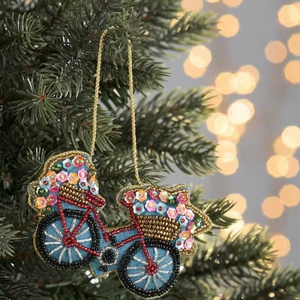 Unique Handmade Christmas Hanging Ornaments with Detailed Beading for Modern Artistic Holiday Home Styling - Product Image 1