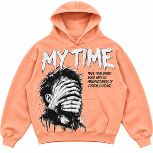 Sweat-shirt à capuche unisexe surdimensionné My Time pour homme, avec poche avant, décontracté, bleu, 100% coton molletonné, design personnalisé - Product Image 5