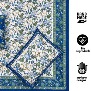 Jaipur Hand Block Printed Cotton Flat King Size Bedsheet 3 <b>PC</b> <b>Set</b> Non Toxic Dyes Soft Breathable Durable Eco-Friendly All Season - Product Image 2