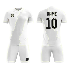 Conjunto de Camiseta de Fútbol para Hombre, Color Blanco y Amarillo con Bloques de Color, Cuello en V, Manga Corta, Nombre y Número Personalizados 10, Uniforme Transpirable de Poliéster - Product Image 2