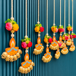 Guirnalda Colgante de Perlas Diya, Decoración Floral para Puerta, Decoración Festiva para Pared, para Diwali, Bodas, Hogar, Mandir, Diseño Hecho a Mano - Product Image 2