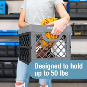 25L (6.6 Gal) <b>Collapsible</b> Milk Crate 50 lb Heavy Duty Plastic <b>Storage</b> Bins & <b>Boxes</b> File Rails 3 Pack Foldable Stackable Crate - Product Image 3