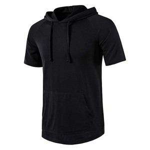 <b>Men's</b> Summer Custom Printed Digital Embroidered <b>Short</b> <b>Sleeve</b> Pullover <b>Hoodie</b> Regular Fit Workout Gym Wear 100% Cotton Customized - Product Image 2