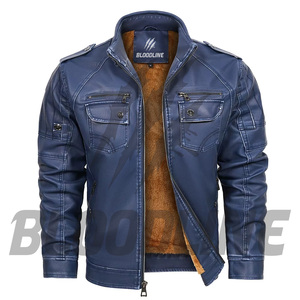 Bloodline Men's Brown <b>Leather</b> <b>Jacket</b> With Fleece Lining Zipper Closure Classic Style <b>Winter</b> Wear - Product Image 3