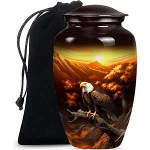 Eagle Mountain Sunset Urnas Metálicas para Cenizas, Urnas Patrióticas Conmemorativas de Vida Silvestre, Urnas Metálicas para Exhibición en el Hogar - Product Image 1