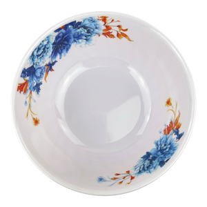 Tazón Redondo de Melamina con Diseño Floral Azul, Plato para Servir Sopa o Fideos de 17.5 cm, Diseño Zen Asiático, Resistente al Calor, Apto para Lavavajillas - Product Image 3