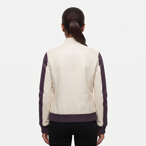 Women PU Leather <b>Zip</b>-<b>Up</b> Crew Neck Bomber <b>Jacket</b> with Front Logo Option Reversible & Eco-Friendly Winter Design - Product Image 2
