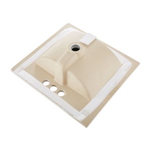 Lavabo rettangolare in ceramica bianca da 20,08 x 18,31 pollici con troppopieno, semi-incasso, per bagno, con 3 fori per rubinetto, stile a goccia - Product Image 1