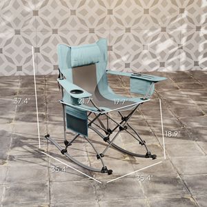 Lot de 2 chaises pliantes grises pour le camping, portables, avec appui-tête confortable, sac isotherme, porte-gobelet, sac de transport - Product Image 2