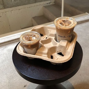 ถาดใส่เครื่องดื่มแบบใช้แล้วทิ้งสำหรับกาแฟและน้ำผลไม้ 4 แก้ว  แบบยั่งยืน สำหรับร้านกาแฟ ศูนย์อาหาร และบริการจัดเลี้ยง - Product Image 2
