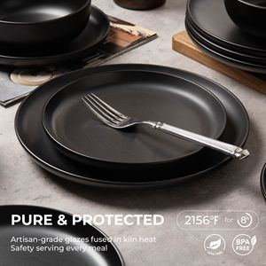 12-Piece Microwave & Dishwasher Safe Stoneware <b>Dinnerware</b> Set Non-Toxic Plates & Bowls with Mugs Stackable Design - Product Image 4