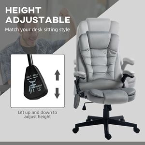 "Executive Traditional Linen Gray Office Chair with Reclining Padded Armrests Heat & <b>Vibrating</b> Massage <b>Remote</b> Control" - Product Image 4