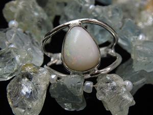 Bague en opale solide d'Australie - Argent - Design classique de mariage - Taille US 4 - Bijou fait main - Cadeau pour elle - Product Image 3