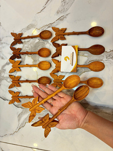 Vietnam Factory Wooden Spoon Butterfly Handle Natural Wood Kitchen Utensil Handmade Cooking Spoon Bulk Export - Product Image 2