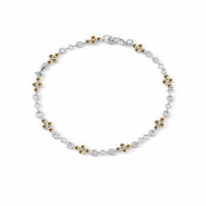 Bracelet à maillons en argent sterling 925 avec motif symétrique multi-tourmaline et quatre breloques rondes en pierre, plaqué or et rhodium - Product Image 2