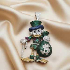 จี้เพชรโมอิสซาไนต์ VVS หลากสี รูปตัวละคร McDuck ชื่อดัง ชุบทองคำแท้ ประดับเพชรหรูหรา สไตล์โบราณ เงินแท้ 925 - Product Image 3