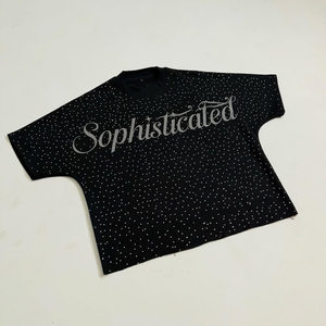 Camisetas transpirables con pedrería para hombre, precio al por mayor, ropa de calle, camisetas con pedrería estampadas a la moda, diseño de logotipo personalizado - Product Image 2