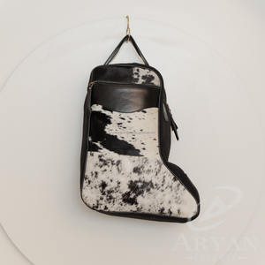 Bolsas de Zapatos Hechas a Mano de Cuero Vacuno con Pelo para Hombre y Mujer, Bolsa de Botas de Senderismo de Cuero Genuino Personalizada, Bolsa de Viaje para Zapatos Personalizada - Product Image 4