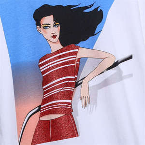 เสื้อยืดผู้หญิงหรูหรา ผ้าฝ้าย 100% แขนสั้น คุณภาพสูง ขายส่ง รับทำโลโก้  แบบเรียบ สีพื้น ลายเรียบ ทรงเข้ารูป ใส่ได้ในฤดูร้อน - Product Image 5