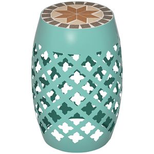 Tavolino Pieghevole Blu da 12 Pollici in Lega di Alluminio per Esterni, Poggiapiedi da Giardino, Tavolino Decorativo a Mosaico per Piante e Cene - Product Image 1