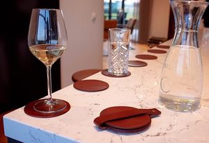 <b>Full</b> grain leather coasters Round Set Of 10 pcs Round coaster for glass - Coasters for drinks - includes holder Leather Coasters - Product Image 2