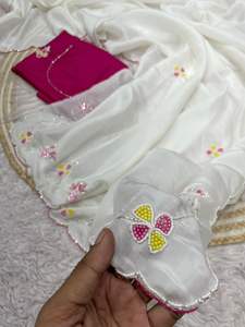 Sari de Tela de Morera Étnico de Lujo Estilo Bollywood Indio, el Más Vendido, de Última Moda, Exclusivo para Fiestas, para Mujer - Product Image 5