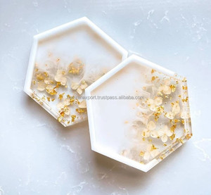 Sous-verres en résine classiques de luxe - ronds, diamètre 4 pouces, personnalisables, cadeaux de pendaison de crémaillère - meilleur prix de gros - Product Image 2