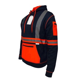 Sudadera con Capucha de Seguridad Reflectante, Impermeable, ANSI Clase 2, Fluorescente, de Poliéster, Ropa de Trabajo, Alta Visibilidad, Uniforme de Construcción - Product Image 4
