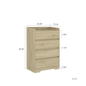 Cassettiera Moderna in Legno 100% Impermeabile con 4 Cassetti e Struttura Robusta, Mobile da Camera Senza Maniglie - Product Image 6