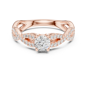 แหวนเพชรทรงกลมทองคำ 14K โรสโกลด์สำหรับผู้หญิง |   ชุดทำงาน |   เพชรที่เพิ่งเพาะเลี้ยง - Product Image 1