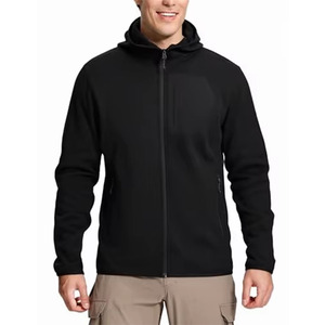 Veste à capuche en molleton noir pour homme, impression numérique unie, coupe classique, 100% coton, coupe-vent, vêtements décontractés d'extérieur, vêtements d'hiver - Product Image 2
