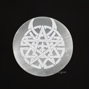 แผ่นชาร์จเซเลนไนต์เพนทาเคิลและเมอร์คาบาที่รองแก้วแบบเซเลไนต์ที่มีการแกะสลัก - Product Image 1