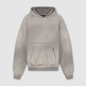 Sweat-shirt à capuche vintage personnalisé, lourd, pour homme, 100% coton, surdimensionné, épaules tombantes, streetwear, sweat-shirt vierge pour moi - Product Image 3