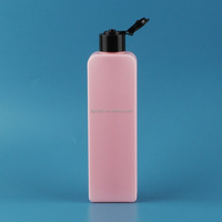 Bouteille en plastique vide personnalisée de 200ml en HDPE avec toner démaquillant carré rose Bouteille rectangulaire souple au toucher avec bouchon supérieur à rabat