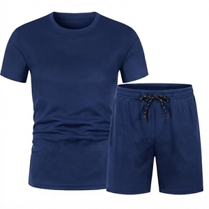 Conjunto Deportivo Informal Transpirable para Hombre, 80% Poliéster, Camiseta de Manga Corta y Pantalones Cortos para Correr y Entrenar, Conjunto de 2 Piezas - Product Image 5