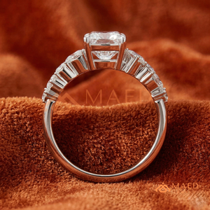 925 Sterling Silver with Pear-Cut Accents <b>Cushion</b>-Cut Cluster <b>Statement</b> Ring in Sterling Silver – Multi-Shape Diamond Simulant - Product Image 3