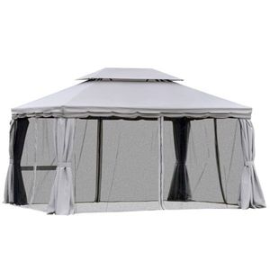 Gazebo da Giardino 3x4m Grigio, Tettoia e Pergola Resistenti per Intrattenimento all'Aperto - Product Image 4