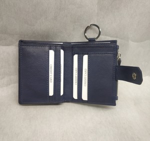 Wholesale Direct Factory Supply Multipurpose Zipper Pocket Cow <b>Leather</b> <b>Card</b> Holder Key Ring <b>Wallets</b> <b>Men</b> RFID Purse Button Close - Product Image 2