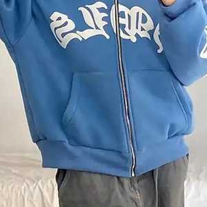 High Quality Polyester/Cotton 500gsm Heavyweight Autumn Hoodie Regular Fit Streetwear Embroidered Custom Logo Knitted Fabric - Product Image 6