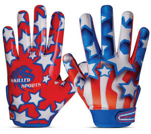 SKILLED SPORTS 2026 NOUVEAU Gants de football d'hiver unisexes imperméables à écran tactile avec drapeau américain Freedom en polyester/coton - Product Image 1