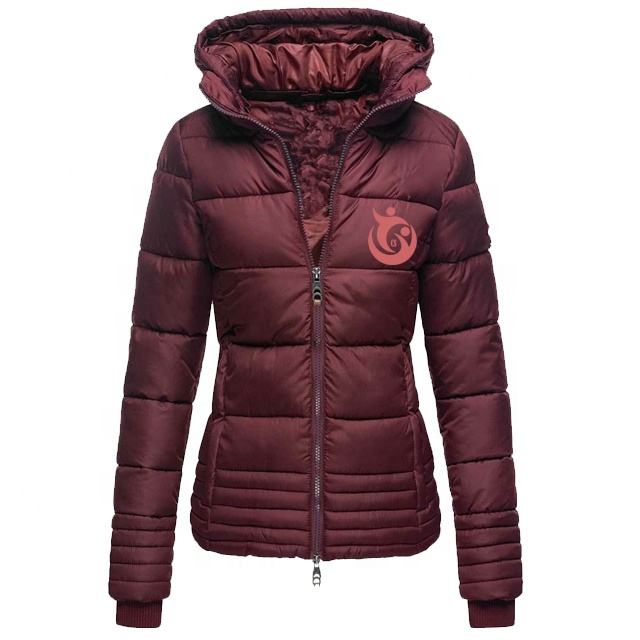 Women Jacket Winter Custom High Collar Quilted Coat Long Sleeve Women Zip Puffer Thick Puffer Jacket For Young Christmas Girls 