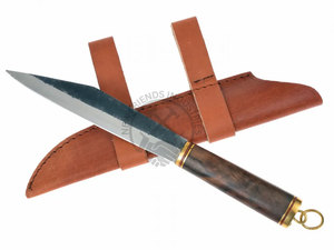 Nouveau couteau Viking court en acier à haute teneur en carbone 1095 forgé à la main, lame de 8 pouces, manche en bois de noyer, couteau médiéval ambidextre - Product Image 2