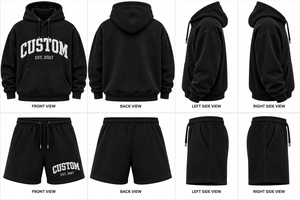 Custom Embroidered <b>Men</b> Hoodie <b>and</b> <b>Shorts</b> <b>Set</b> Black Pullover Sweatshirt Jogger Outfit Casual Wear Premium Quality <b>Top</b> Selling - Product Image 3