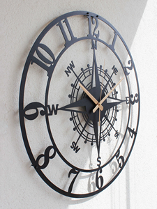 Large Metal Compass Wall <b>Clock</b>: Silent, Modern, Oversized - Product Image 4