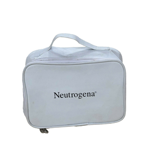 Modern <b>Simple</b> Grey Fabric Makeup Pouch Portable Cosmetic Organizer with Zipper Closure - Product Image 1