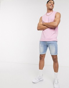 Camiseta sin mangas rosa para hombre, cuello redondo, color sólido, informal, tejida, transpirable, de algodón. - Product Image 1
