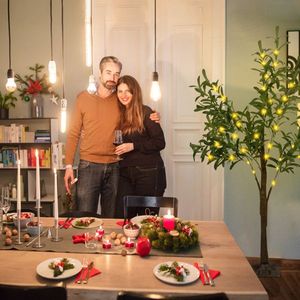 6FT 300Pcs LED Beads Lighted Warm White Artificial Greenery <b>Tree</b> 8 <b>Lighting</b> Lifelike Decorative Faux Olive <b>Tree</b> - Product Image 2