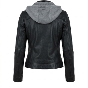 Chaqueta con Capucha de Cuero Genuino Marrón para Hombre, Invierno, Casual, Cierre Completo, Transpirable, Teñido Liso, Personalizable, OEM, Venta al Por Mayor - Product Image 4